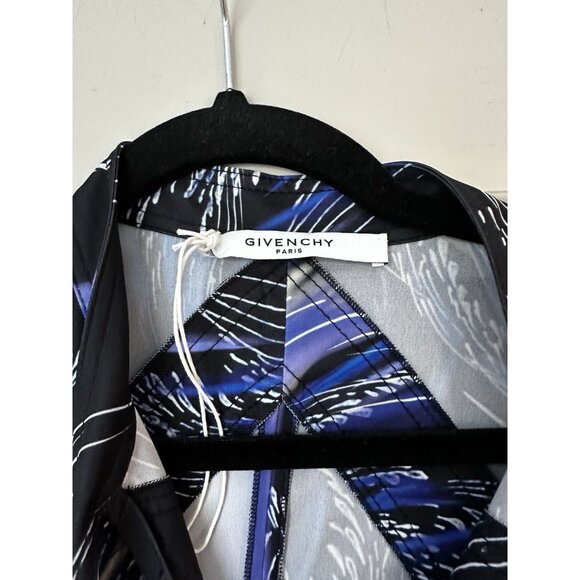 Givenchy NWOT Wave Fireworks Print Neck Tie Midi Dress Black Blue US 12 IT 44 - Picture 6 of 12